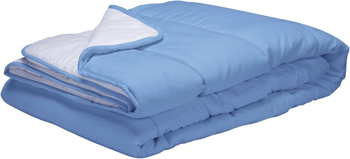 Pikolin Home - Plapumă reversibilă 300 G - Umplutură nordică bicoloră - Pentru pătuț 60 - Umplută cu pene, caldă, respirabilă, albastru/alb, 100 X 120 cm