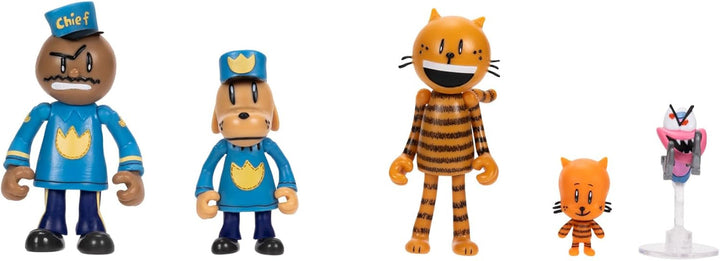 Dog Man Movie Action Figure Multipack Set de la Jakks Pacific, include figuri mobile de 6 cm - jucării inspirate din film, Lil Petey, Petey, Chief și Flippy!