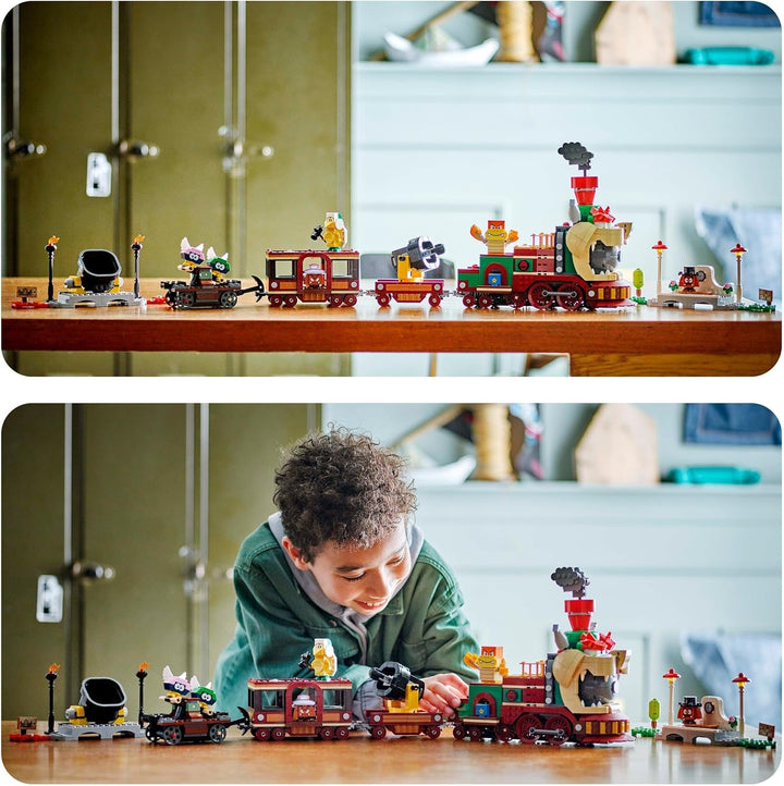 LEGO Super Mario Trenul Express Bowser, set de joacă de aventură pentru copii cu Hammer Brother, 2 Gumbas și 2 Parapunctures, cadou Nintendo pentru băieți, fete și gameri 71437