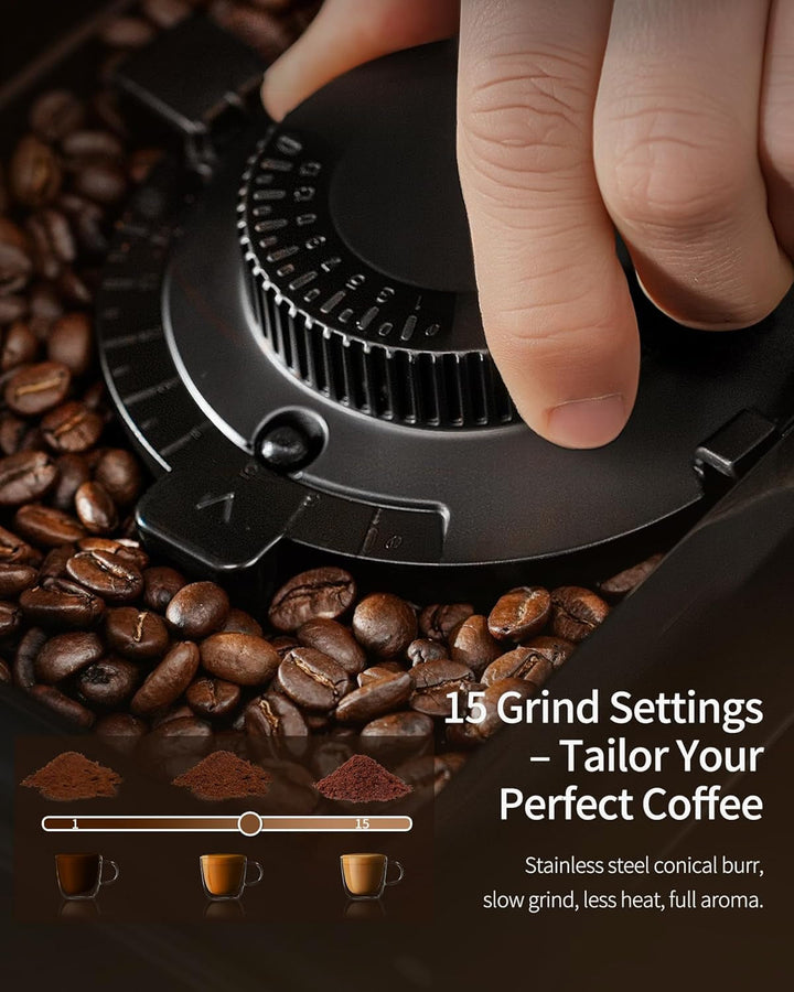 ZACHVO Mașină de cafea complet automată Cu recipient pentru lapte, 20 bar, râșniță cu 15 trepte, ecran tactil, control al temperaturii pid, curățare automată, 5 băuturi la apăsarea unui buton - latte, cappuccino și multe altele, compact