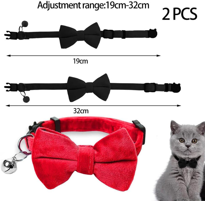 Zgardă personalizată pentru pisici, zgardă pentru pisici cu clopoțel și papion, accesorii personalizate pentru animale de companie, pisici, pui (negru, roșu)