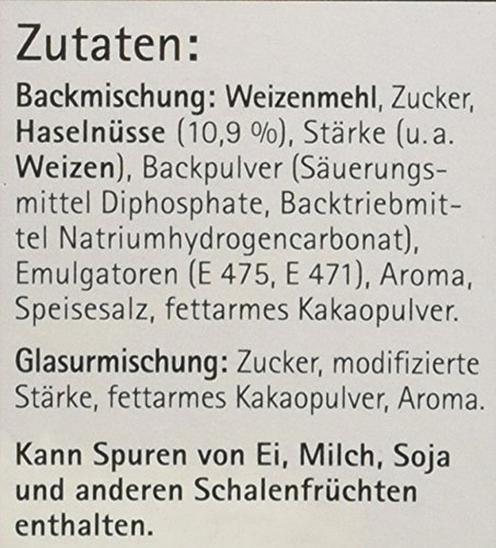 RUF Nusskuchen, Backmischung Mit Schneller Und Einfacher Zubereitung, Nussig Und Locker Mit Glasur, Als Grundlage Für Rüblikuchen, Vegan, 1 X 520G