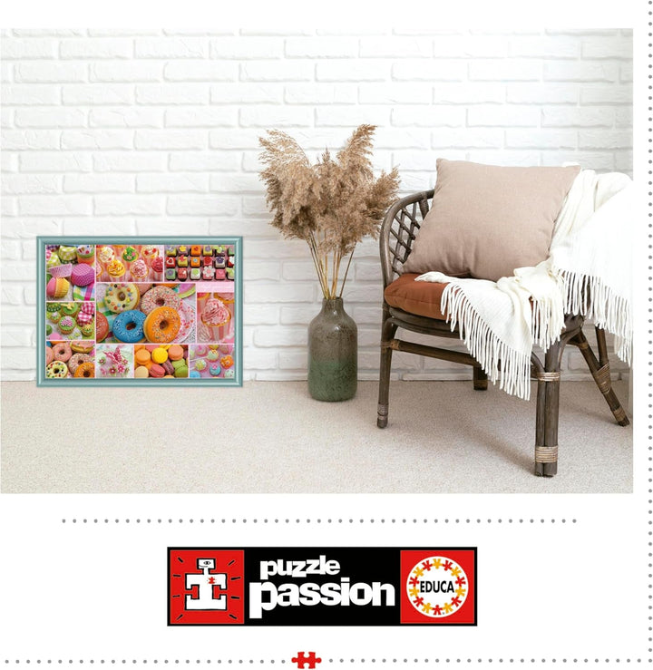 Educa - Puzzle de 500 de piese pentru adulti | Colaj de bomboane. Dimensiuni: 48 X 34 cm. Include lipiciul de puzzle Fixpuzzle. Pentru 11 ani (19904)