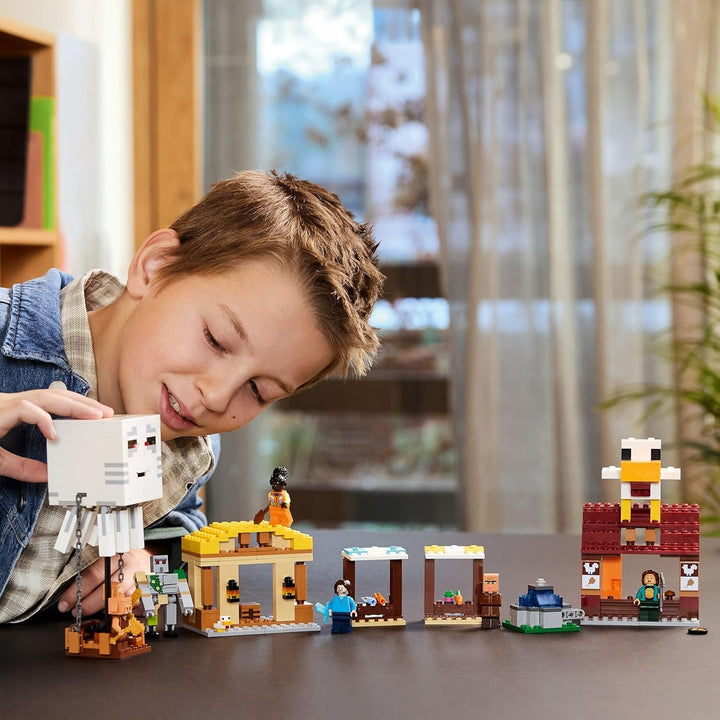 LEGO Minecraft Atacul balonului Ghast - Jucărie gamer pentru copii - Set de construcție pentru jocuri video cu casă, pui și golem - Marfă de film pentru băieți cu vârsta peste 10 ani - 21273