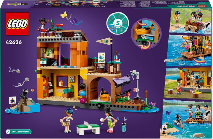 LEGO Friends Tabără de aventură cu caiac, jucărie de construcție pentru jocuri de rol, idee de cadou pentru fete și băieți de la 7 ani, set cu 3 figurine și un urs, jucărie de camping 42626