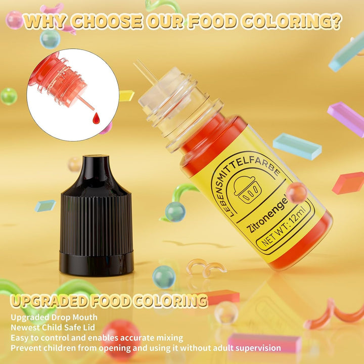 Lebensmittelfarbe 6 Farben X12Ml, Hochkonzentriert Lebensmittelfarbe Flüssig Zum Backen, Lebensmittel Farben Food Coloring Set Für Fondant, Christmas Kuchen, Macarons,Donuts,Kekse (Regenbogen)