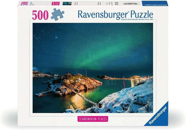 Ravensburger Puzzle 12000845, Locuri scandinave - Aurora boreală în Tromsø, Norvegia - puzzle jigsaw de 500 de piese pentru adulți și copii de 12 ani și peste