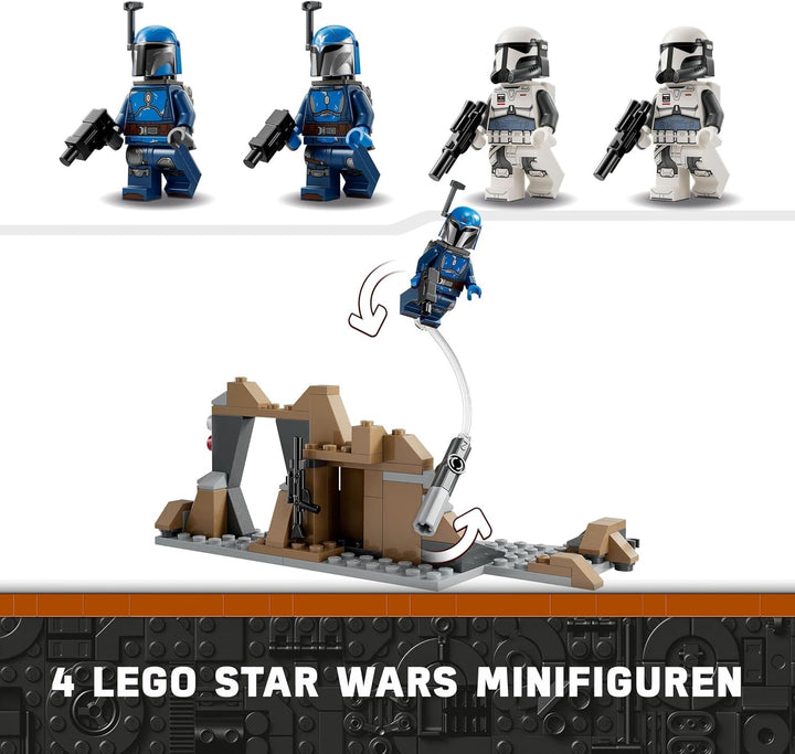 LEGO Star Wars: Mandalorian Ambush on Mandalore Battle Pack, jucărie de construcție de aventură pentru copii, set de acțiune de colecționat, idee de cadou pentru băieți și fete 75373