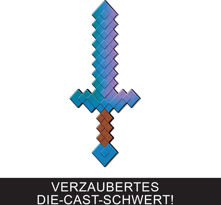 Mattel Minecraft Diamond Level Steve figurină de acțiune cu 3 accesorii, figurină de colecție, figurină la scară reală de aproximativ 14 cm și design pixelat HXM84
