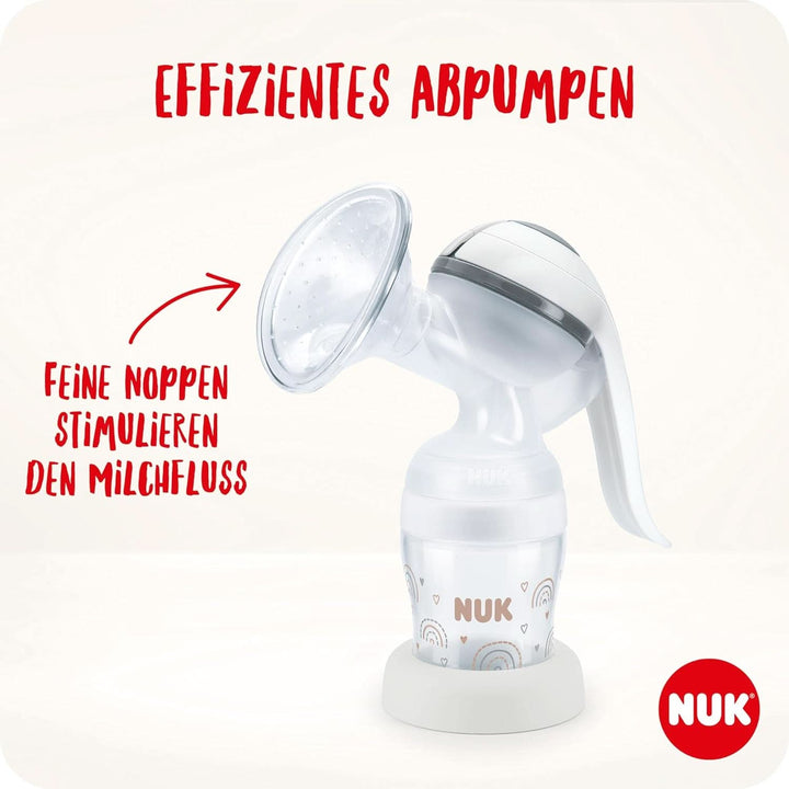 NUK Handmilchpumpen-Set | Weiches Silikonkissen | Ergonomischer Pumphebel | 2 Perfect Match Babyflaschen | 150 Ml | 2 NUK High-Performance Einwegstilleinlagen