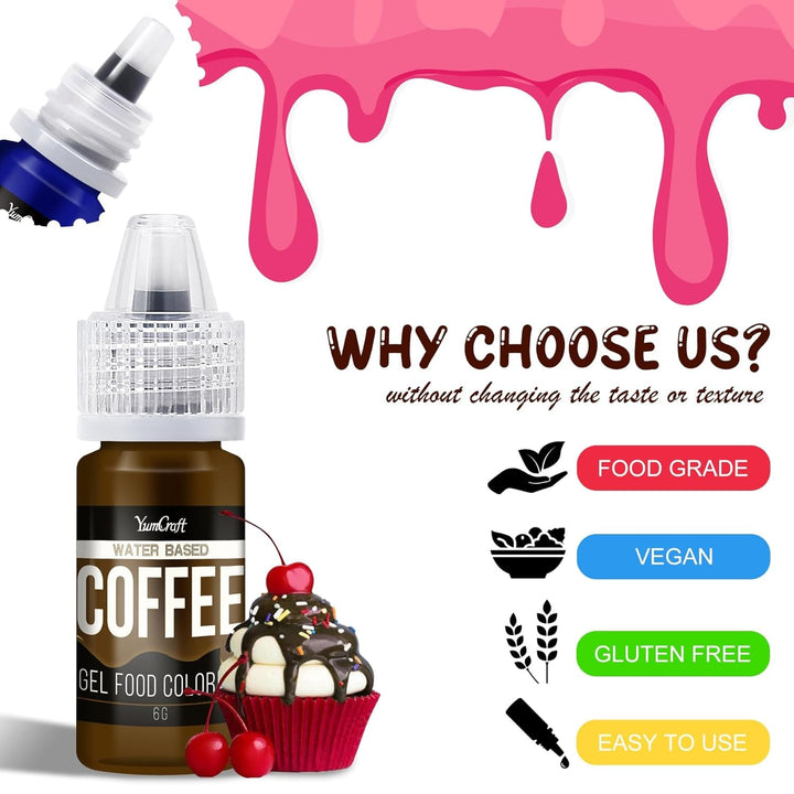 Colorant alimentar în gel - 22 de culori x 6G, colorant alimentar în gel foarte concentrat pentru prăjituri, copt, ouă de Paște, băuturi - Colorant alimentar fără zahăr pentru fondant, glazură, slime, decorarea torturilor