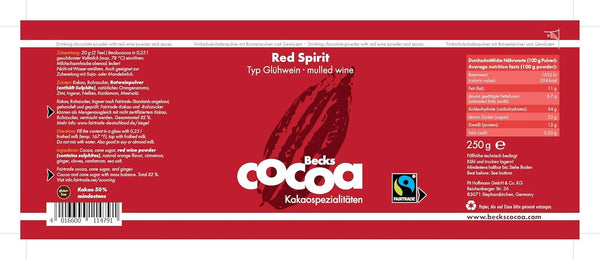 Red Spirit, Cacao fină aromată cu vin roșu, 250 grame