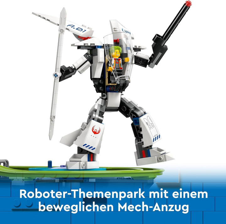 LEGO City Rollercoaster cu Robot Mech, parc de distracții de jucărie, Playset pentru băieți și fete de la 8 ani, cadou pentru copii creativi 60421