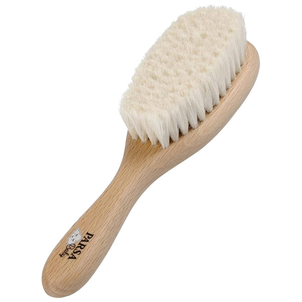 PARSA Beauty perie de păr pentru bebeluși cu păr de capră - perie de păr pentru bebeluși fabricată din lemn de fag certificat FSC® - perie pentru îngrijirea părului fin al bebelușilor - perie pentru bebeluși