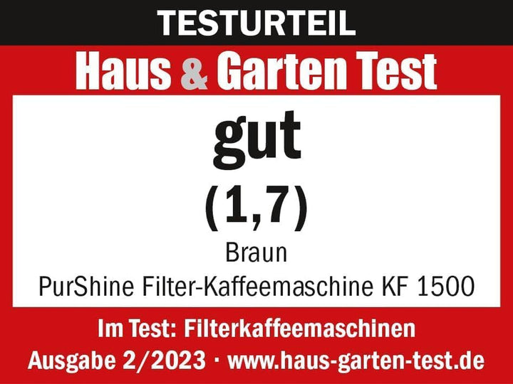 Cafetiera Braun Purshine KF 1500 WH - Cafetieră cu filtru și ulcior din sticlă pentru până la 10 cești, sistem Optibrew, oprire automată, 1000 Watt, alb, KF1500WH