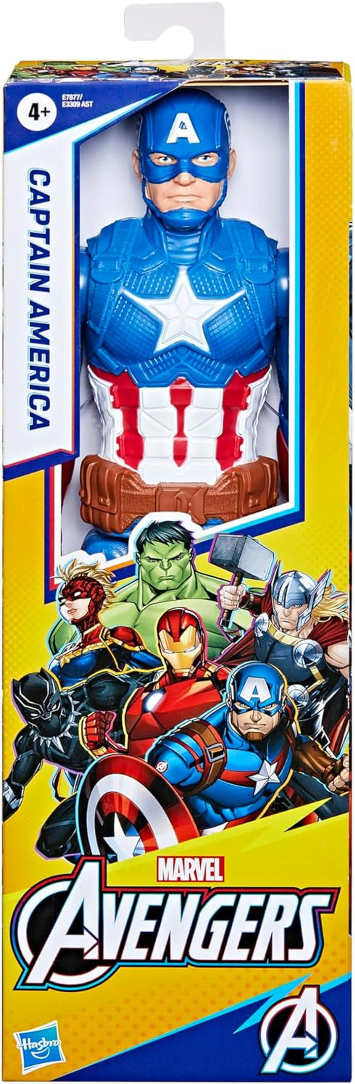 Marvel Avengers Titan Hero Series Blast Gear Captain America Action Figure, jucărie mare de 30 cm, pentru copii cu vârsta peste 4 ani, albastru
