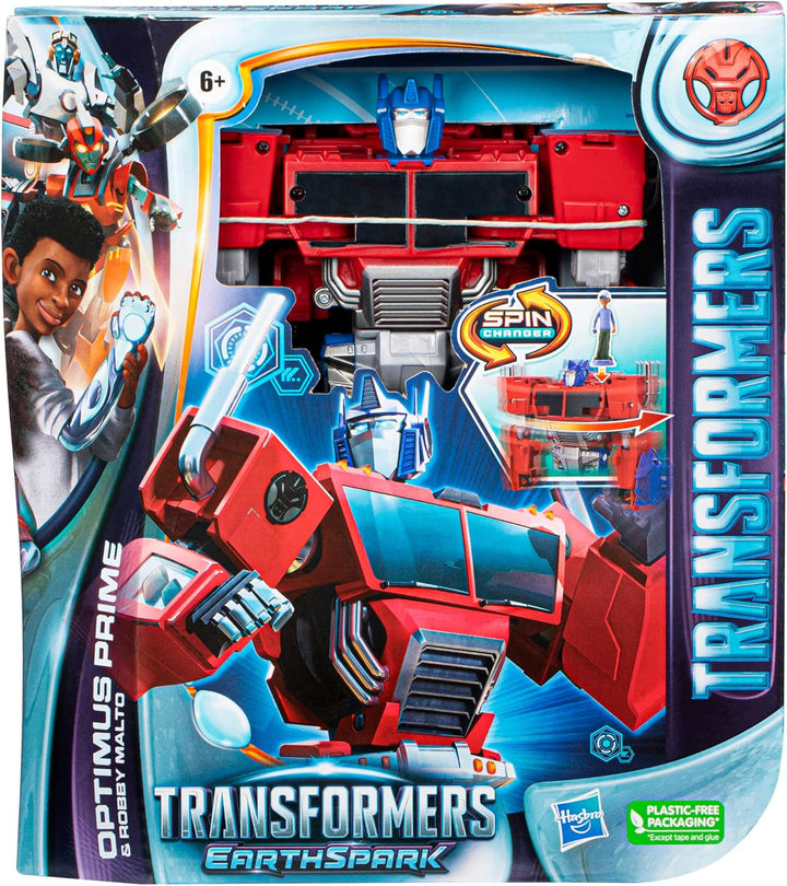 Transformers Earthspark Spin Changer Optimus Prime figurină (20 cm) cu Robby Malto figurină (5 cm), de la 6
