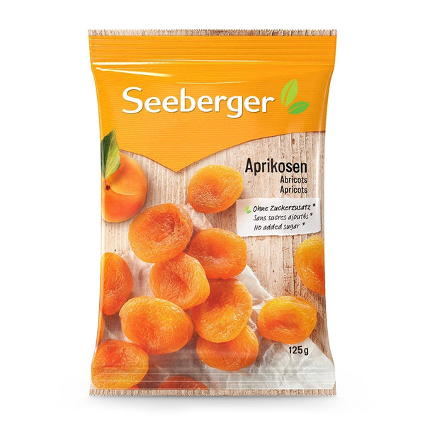 Caise Seeberger: Caise foarte mari, coapte la soare și portocalii strălucitoare - gust dulce, fructat - fără zahăr - uscate - fără sâmburi, vegane (1 x 125 g) Produse deshidratate Naty Shop 125 G (1 pachet)