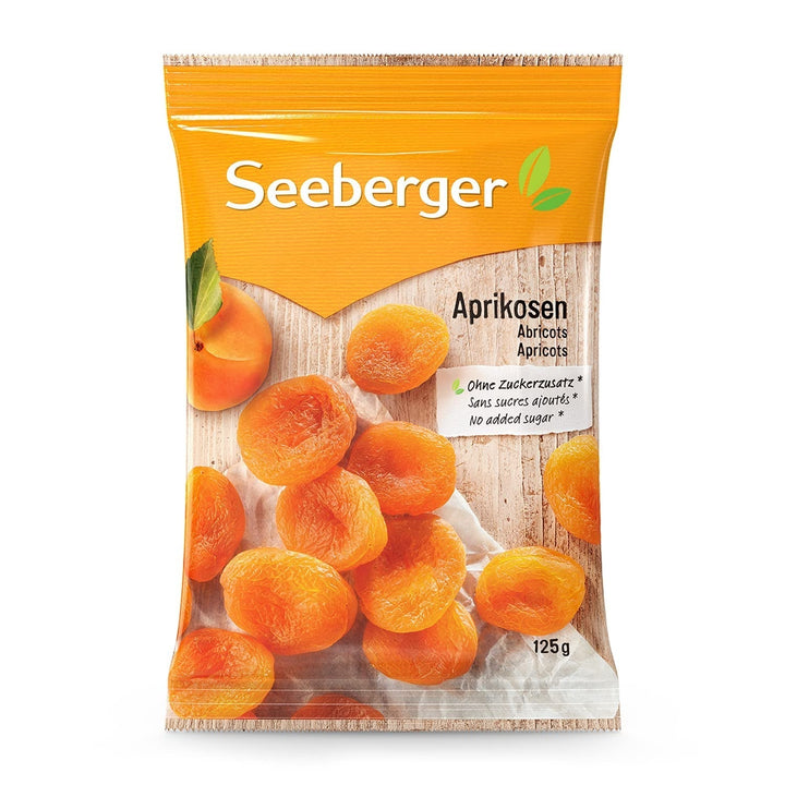 Caise Seeberger: Caise foarte mari, coapte la soare și portocalii strălucitoare - gust dulce, fructat - fără zahăr - uscate - fără sâmburi, vegane (1 x 125 g) Produse deshidratate Naty Shop 125 G (1 pachet)