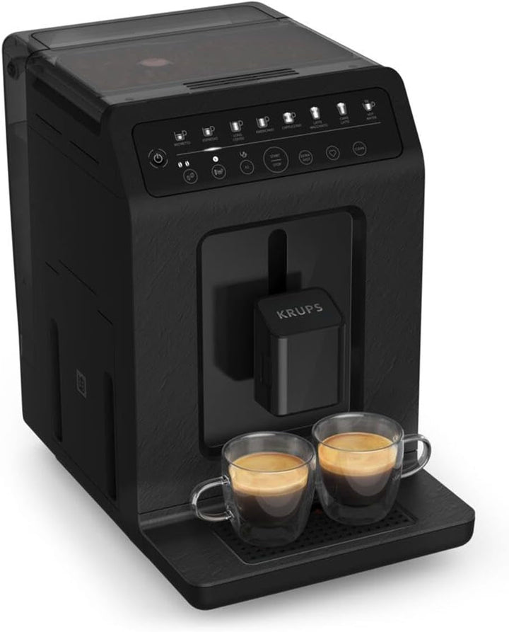 Aparat de cafea complet automat Krups EA897B Evidence Ecodesign, Funcție espresso și cappuccino automată, Tehnologie Quattro Force, Cești cu lapte cu o singură atingere, 8 presetări, sistem de lapte, 1450W