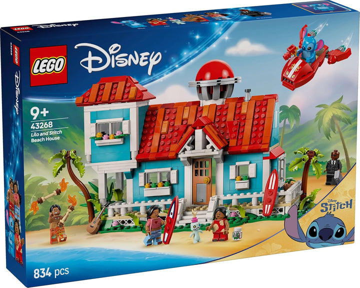 LEGO Ç€ Disney Casa de pe plajă din "Lilo și Stitch" - Jucărie de construit cu 6 camere, observator, navă spațială și 5 minifigurine - cadou de ziua de naștere pentru fete și băieți de 9+ și fani 43268