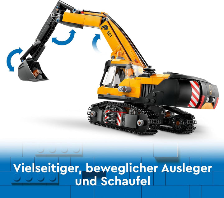 LEGO City Crawler Excavator, excavator de jucărie pentru copii de la 8 ani, jucărie de construcție cu model de excavator, camion construibil cu accesorii și 3 minifigurine 60420