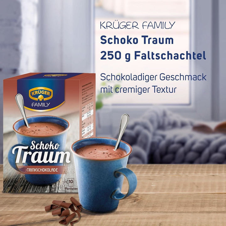 KRÜGER Family, Pudră de cacao pentru ciocolata calda, 8 cutii x 10 plicuri, 8 x 250 grame