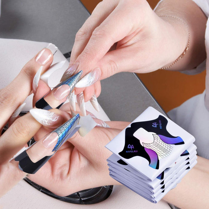 100 de bucăți de șabloane pentru unghii cu gel, accesorii pentru unghii artificiale, Sablone nail autoadezive pentru nail art, unghii cu gel, extensii de unghii artificiale