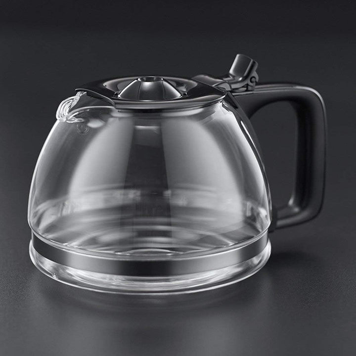 Cafetiera Russell Hobbs [cronometru digital, cap efervescent pentru extracție și aromă optime] Textures+ (Max 10 cești, ulcior din sticlă de 1,25 l, placă de încălzire, opritor de picurare) filtru de cafea 22620-56, negru