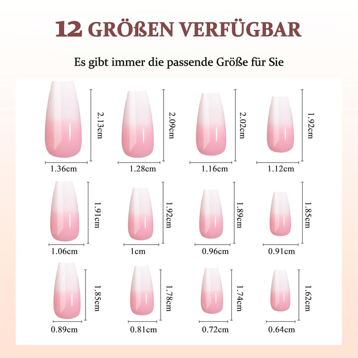 Set unghii false balerină - 240 bucăți unghii false roz liliac delicat, unghii false cu acoperire completă pentru lipire, set vârfuri unghii false pentru manichiură și artă unghii pentru femei și fete (roz lavandă)