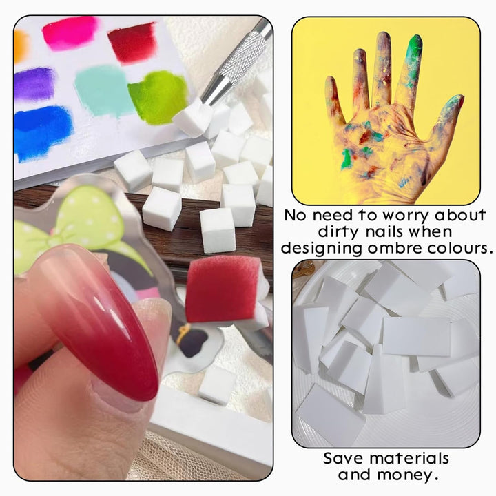 100 Stück Nail Art Schwamm Mit Metallgreifer, Sponge Brush Applikator, Sponge Nagel Pinsel, Nageldesign Zubehör Schwammpinsel, Verwendet, Um Eine Vielzahl Von Gradient Nail Art Patterns Zu Erstellen