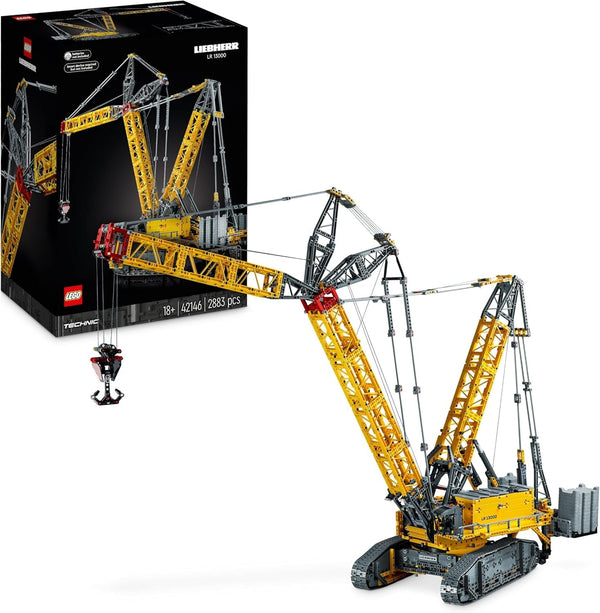 Set macara pe șenile LEGO Technic Liebherr LR 13000, construiește cel mai bun model de vehicul de construcții controlat de la distanță cu aplicația Control+, macara cu sistem de troliu și braț de ridicare, kit model mare pentru adulți 42146