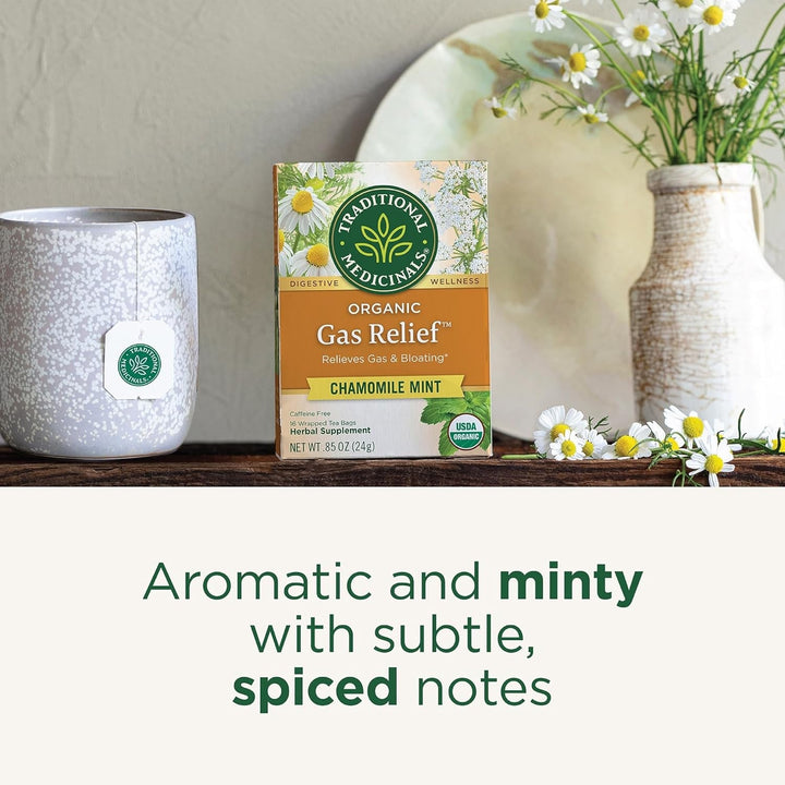 Organic Gas Relief Digestive Tea (Pack of 6) - Relieves Gas & Bloating- 96 Tea Bags Total Tea USA Naty Shop
