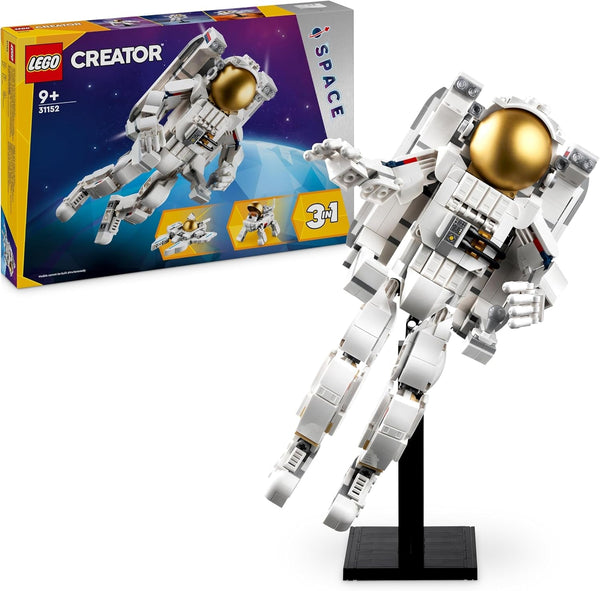 Jucărie LEGO Creator 3In1 Astronaut în spațiu, kit model cu câine și navă spațială pentru copii, decorațiuni pentru grădiniță, cadou creativ pentru băieți și fete de la 9 ani 31152