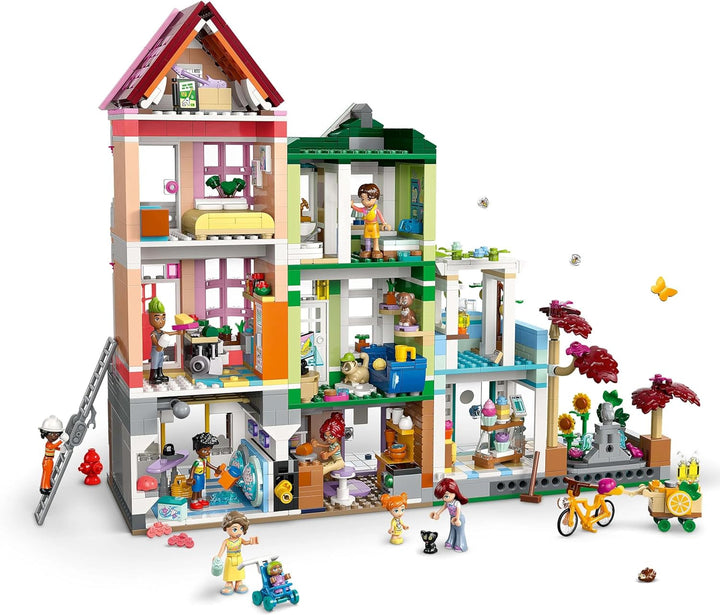LEGO Friends Heartlake City Living and Shopping Street, set de construcție pentru jocuri de rol cu 9 personaje (inclusiv 7 minifigurine) și 3 pisici, cadou pentru fete și adolescenți, casă de jucării 42670
