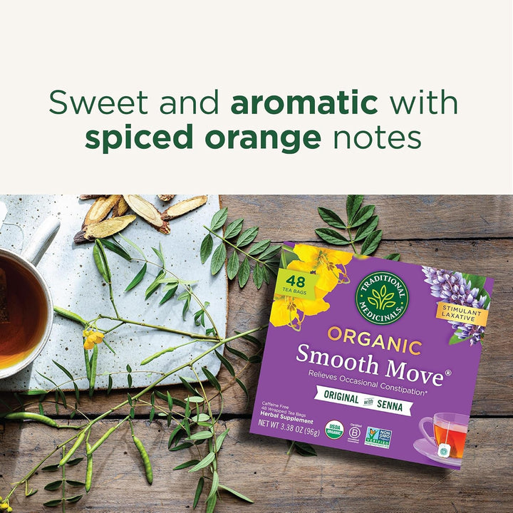 Tea, Organic Smooth Move, Relieves Occasional Constipation, Senna - 48 Tea Bags Tea USA Naty Shop