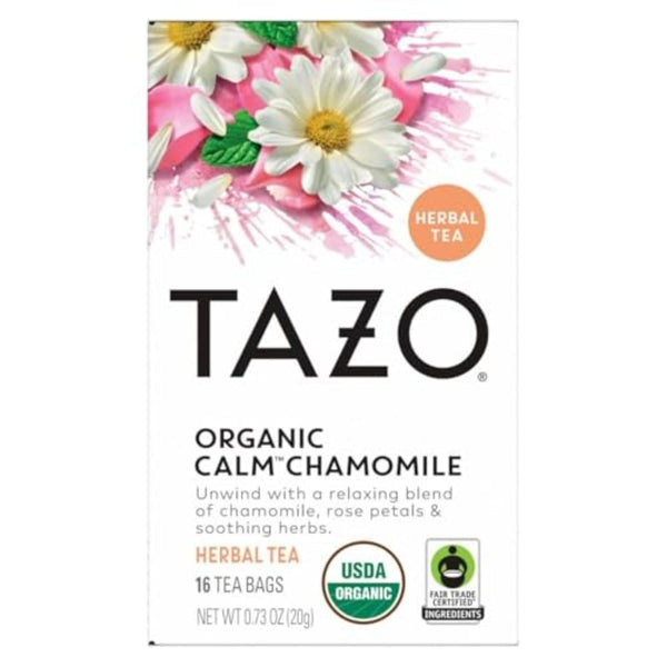 Calm Chamomile Herbal Tea Bags, Caffeine Free Blend, 16 Total Tea Bags Tea USA Naty Shop Chamomile 16 Tea Bags