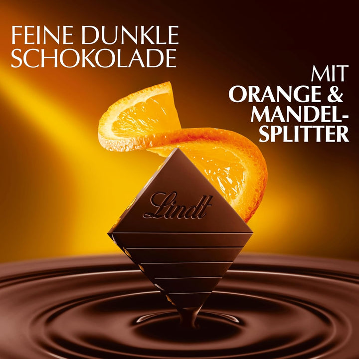 Lindt EXCELLENCE Orange Intense | 100 G Tafel | Zartbitter-Schokolade Mit Orangen- & Mandelstückchen | Intensiver Kakao-Geschmack | Edle Schokoladentafel