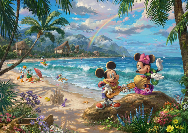 Schmidt Spiele Thomas Kinkade 57528, Disney, Mickey și Minnie în Hawaii, Puzzle Jigsaw de 1000 de piese, colorat [Exclusiv pe Amazon]