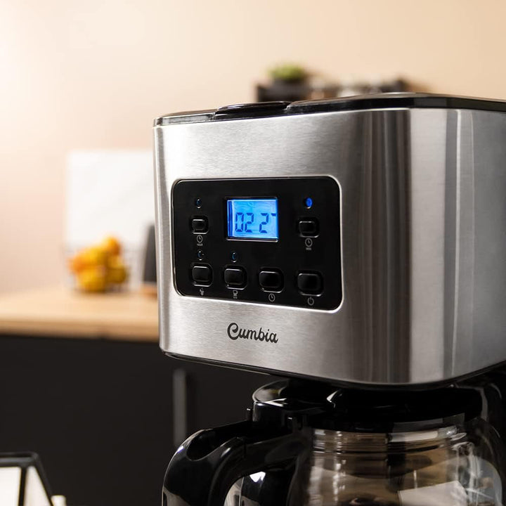 Cafetieră cu picurare programabilă Cecotec Coffee 66 Smart Plus. 980W, capacitate 12 cești, tehnologie extemaroma, funcție de autocurățare, design din oțel inoxidabil, ecran Lcd, capacitate 1,5L