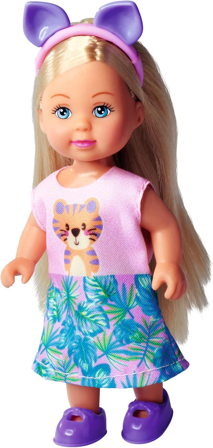 Simba 105733623 - Evi Love Cutie, 3 asortate, Se livrează un singur articol, Păpușa de joacă poartă un costum drăguț de animal cu bentiță, 12cm, De la 3 ani