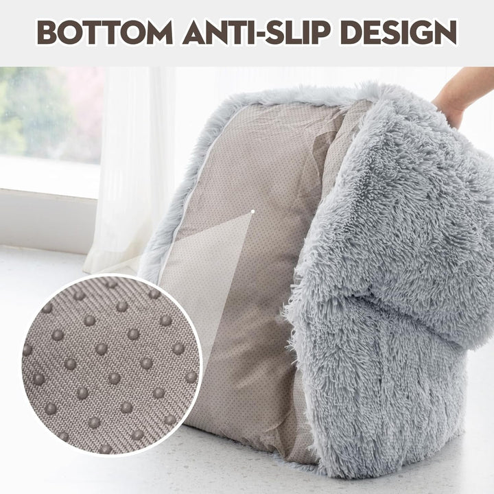 MEWOOFUN Pat elegant pentru pisici, canapea pufoasă - 76 x 45 cm Pat pentru pisici mari, canapea de pluș pentru câini și pisici mici, detașabilă și lavabilă (gri)