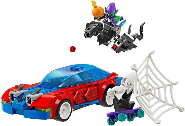 LEGO Marvel Spider-Man Race Car & Venom Green Goblin, jucărie Spidey pentru jocuri de rol cu figuri de supereroi și mașină construibilă, cadou pentru copii, băieți și fete de la 7 ani 76279