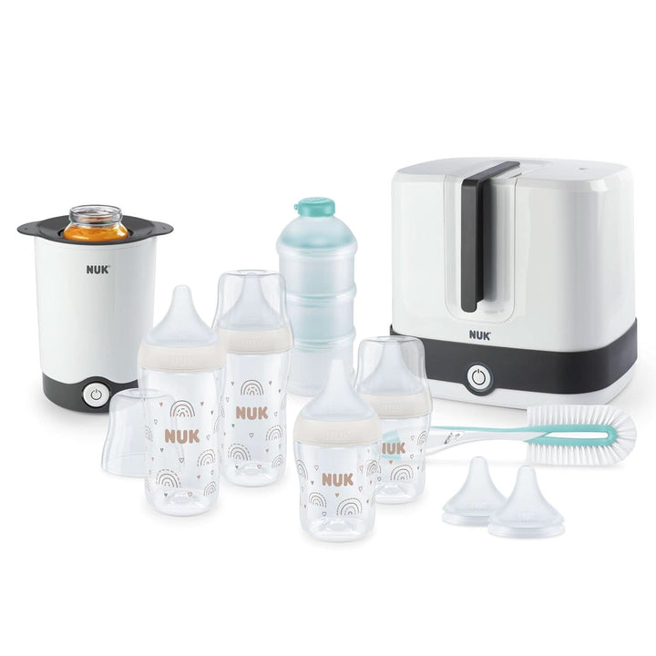 NUK Handmilchpumpen-Set | Weiches Silikonkissen | Ergonomischer Pumphebel | 2 Perfect Match Babyflaschen | 150 Ml | 2 NUK High-Performance Einwegstilleinlagen