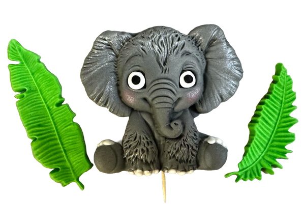 Lot de 3 décorations comestibles en pâte à sucre, Bébé éléphant