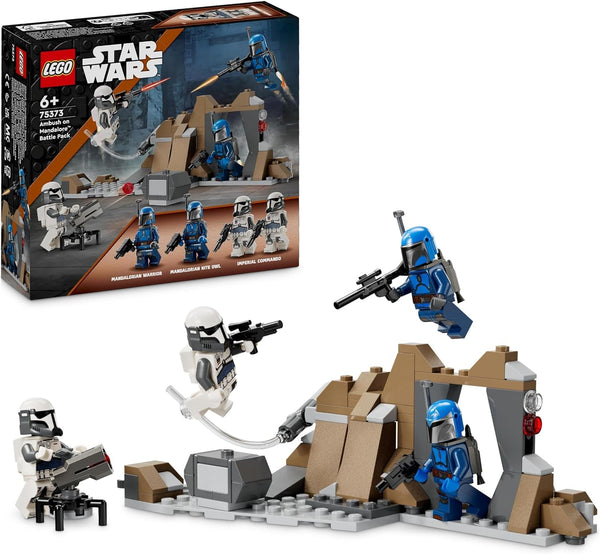 LEGO Star Wars: Mandalorian Ambush on Mandalore Battle Pack, jucărie de construcție de aventură pentru copii, set de acțiune de colecționat, idee de cadou pentru băieți și fete 75373