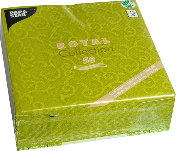PAPSTAR 50 Șervețele ROYAL Collection 1/4-Fold 40 Cm X 40 Cm Olive Green Casali 84883 Șervețele decorative Decorațiuni de masă pentru nunți, botezuri și catering