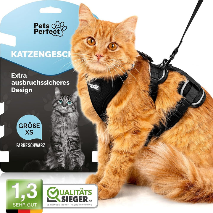 Ham perfect pentru pisici Pets Perfect - Ham suplimentar anti-evadare cu lesă - Lesă pentru pisici - Setul nostru de hamuri pentru pisici vă aduce siguranță la plimbări (S)