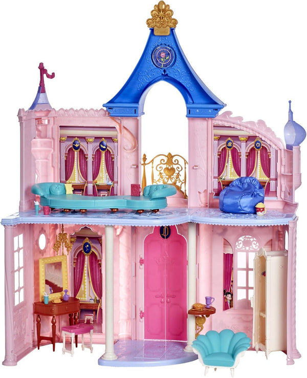 Castelul Disney Princess Comfy Squad, casă de păpuși cu 6 piese de mobilier și 16 accesorii, jucărie pentru fete de la 5 ani