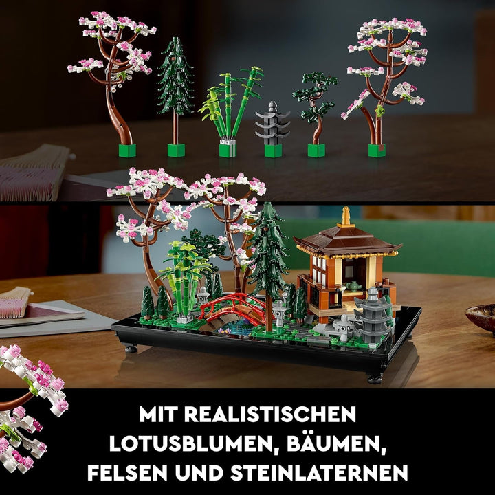 Lego Icons Garden Of Silence - Set de grădină botanică Zen pentru adulți cu flori de lotus - Decorațiune de birou personalizabilă inspirată de Japonia - Cadou pentru femei și bărbați 10315